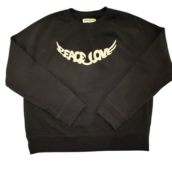 Like new Zadig & Voltaire Unisex Upper Peace Love Sweatshirt in Black Size Large - Picture 2 of 13